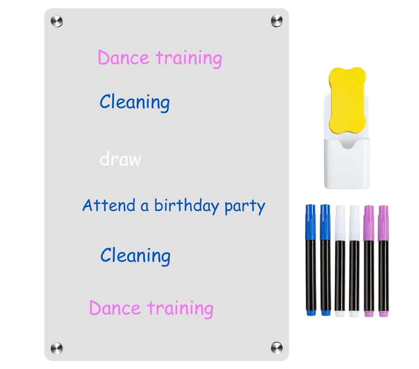 Fridge Blank Calendar Memo Board Dry Erase Calendar 6 Markers & Eraser