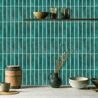 1 Sheet Adhesive Wall Wallpaper Green Tiles Peel And Stick Backsplash Waterproof Wall Stickers For Kitchen Bathroom Room Decor