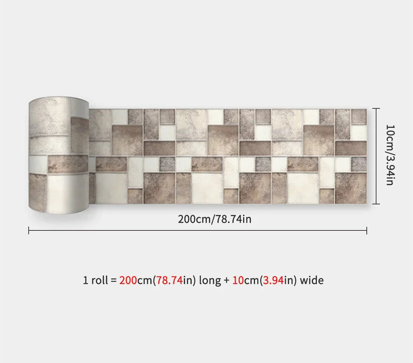 10X200cm Long Strip Wall Stickers Floor Kitchen Bathroom Living Room Skirting Line Wall Decor Waterproof Peel & Stick Wallpaper