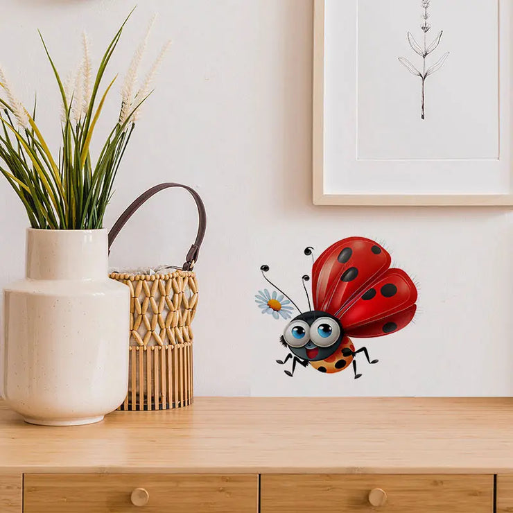 Funny Ladybug Pattern Sticker Wall Sticker Bathroom Toilet Decor Decals Living Room Cabinet Home Decoration M803