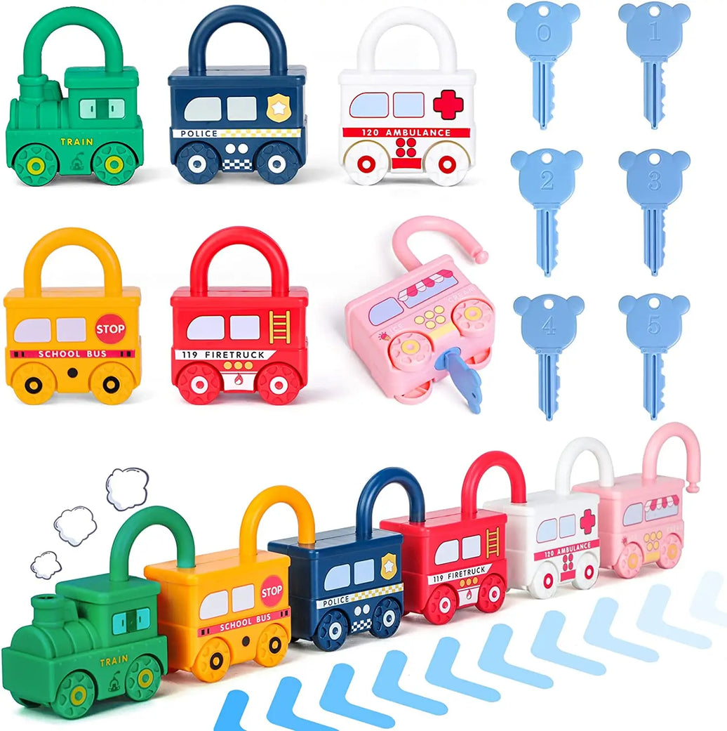 Keys Numbers Matching Counting Montessori Educational Toys Toddlers Sensory Unlock Car Toys Gifts