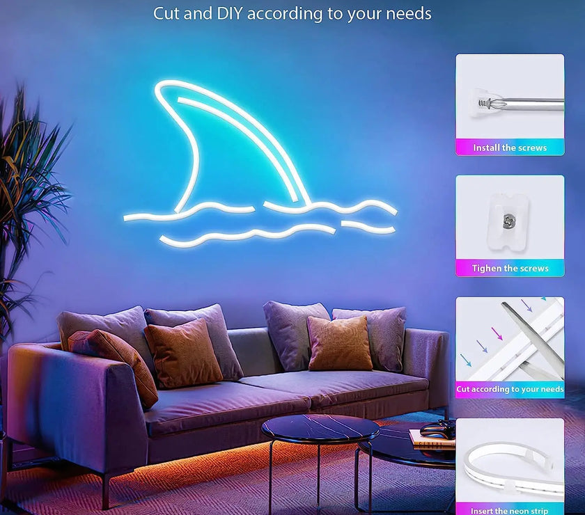 DC5V RGB Neon LED Strip WiFi Neon RGB Strip Work 1m 2m 3m 4m 5m With Tuya App/Smart Life for TV Home Neon Decor Lighting