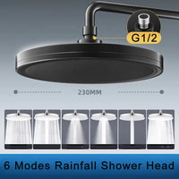 6 Modes Big Panel Large Flow Supercharge Rainfall Shower Head High Pressure Top Rain Shower Faucet Bathroom Accessories