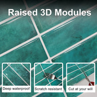 1 Sheet Adhesive Wall Wallpaper Green Tiles Peel And Stick Backsplash Waterproof Wall Stickers For Kitchen Bathroom Room Decor