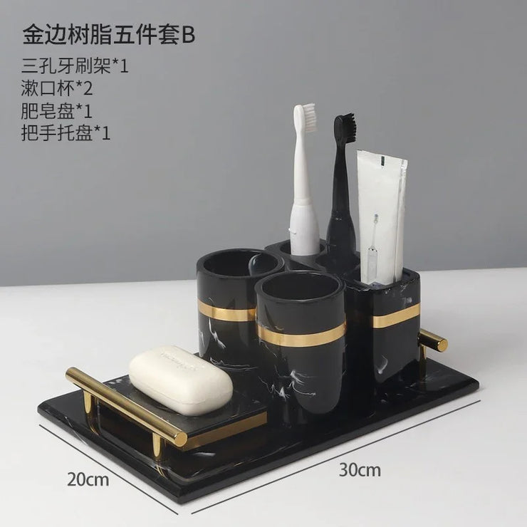 European 8 Piece Hotel Bathroom Accessories Set Restroom Toiletries Shampoo Bottle Soap Box Storage Trays Decorative Home Decore