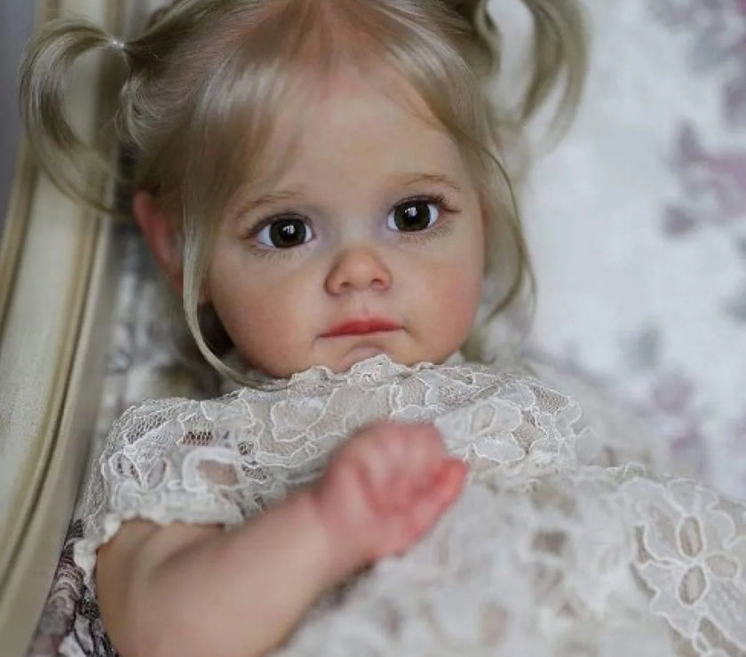 60CM Maggie Handmade High Quality Soft Vinyl Silicone Reborn Toddler Detailed Lifelike Hand-rooted hair Collectible Art Doll