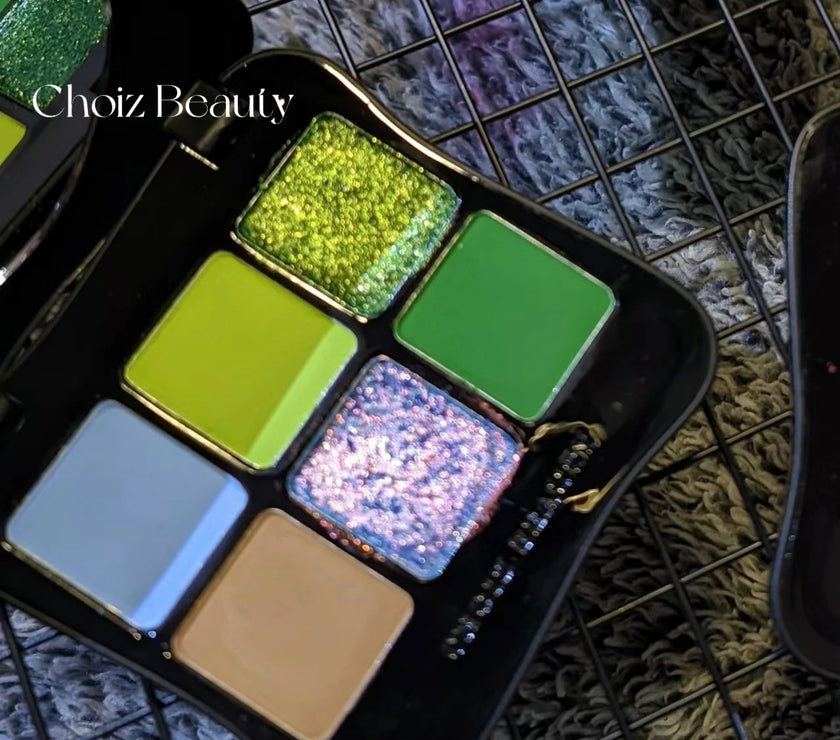 CHOIZ BEAUTY 6 Color Insect Eyeshadow Green Chameleon Butterfly Matte Platte Shimmer Shining Eye Makeup DarkBlue