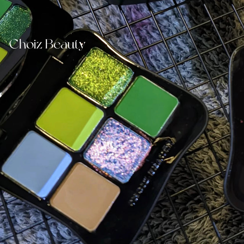 CHOIZ BEAUTY 6 Color Insect Eyeshadow Green Chameleon Butterfly Matte Platte Shimmer Shining Eye Makeup DarkBlue