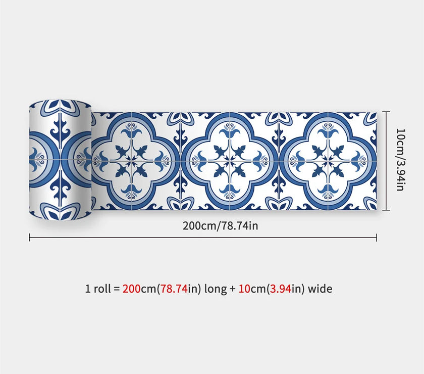 10X200cm Long Strip Wall Stickers Floor Kitchen Bathroom Living Room Skirting Line Wall Decor Waterproof Peel & Stick Wallpaper
