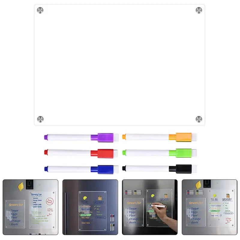 Magnetic Calendar Whiteboard Pen Dry Erase Calendar Fridge Magnetic Clear Acrylic Grocery List Pad