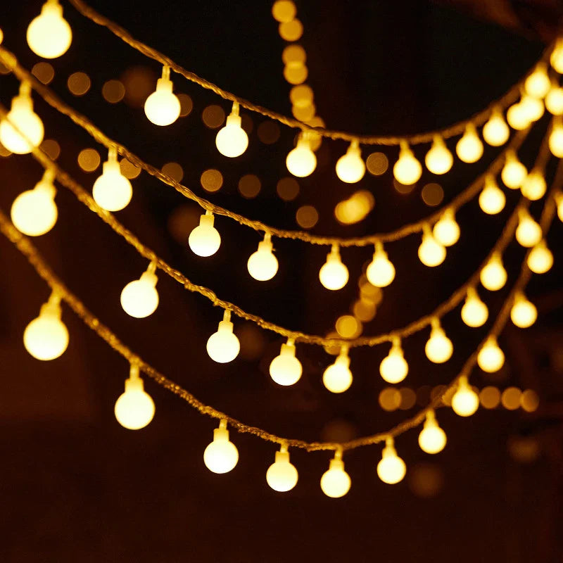 LED String Light Outdoor 10M Ball Chain Light Garland Lamp Bulb Fairy Light Party Home Wedding Garden Christmas Decoration