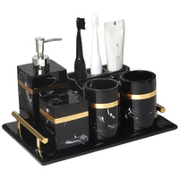 European 8 Piece Hotel Bathroom Accessories Set Restroom Toiletries Shampoo Bottle Soap Box Storage Trays Decorative Home Decore