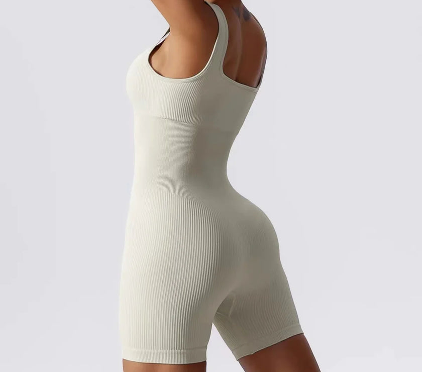 Piece Tummy Control Seamless Ribbed Jumpsuit Padded Sports Bra Romper Fashion Fitness Sportwear