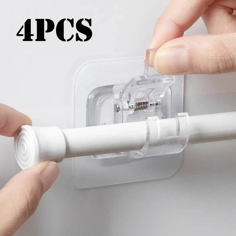 Hooks Adjustable Shelf Curtain Rod Bracket Fixture Bracket Fixing Clip Family Storage Hook Home Organization