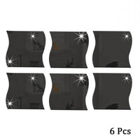 Adhesive Acrylic Mirror Wall Sticker DIY Art Mirror Creative Wave Shape Bathroom Living Room Decor