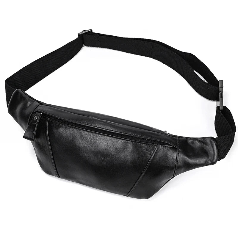 Waist Bag Mini Travel Fanny Chest Pack Cowhide Belt Bag Male Small Waist Bag