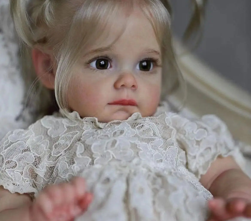 60CM Maggie Handmade High Quality Soft Vinyl Silicone Reborn Toddler Detailed Lifelike Hand-rooted hair Collectible Art Doll
