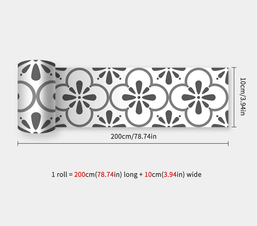 10X200cm Long Strip Wall Stickers Floor Kitchen Bathroom Living Room Skirting Line Wall Decor Waterproof Peel & Stick Wallpaper