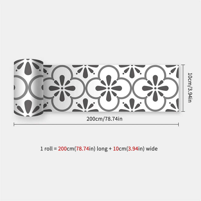 10X200cm Long Strip Wall Stickers Floor Kitchen Bathroom Living Room Skirting Line Wall Decor Waterproof Peel & Stick Wallpaper