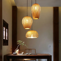 Classic 3Pcs Bambooo Wood Pendant Lamp Ceiling Light Chandeliers Living Bed Study Room Lighting Fixture E27 Home Decor Luminaire