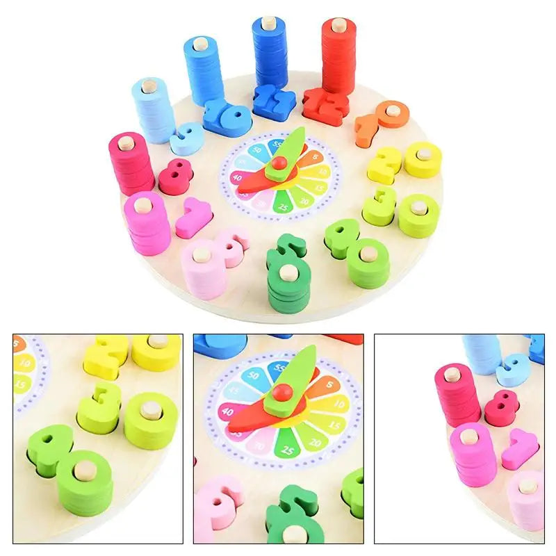 Kids Number Clock Puzzle Educational Shape Color Sorting Clock Preschool Toddler Montessori Toys For Boys Girls Early Education