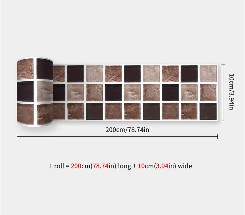10X200cm Long Strip Wall Stickers Floor Kitchen Bathroom Living Room Skirting Line Wall Decor Waterproof Peel & Stick Wallpaper