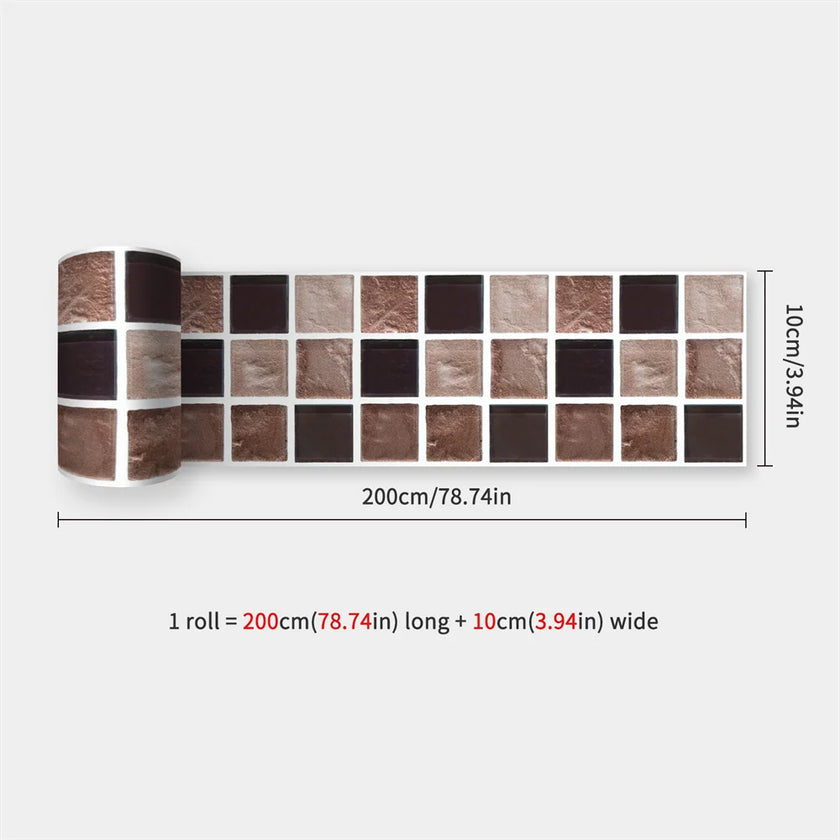 10X200cm Long Strip Wall Stickers Floor Kitchen Bathroom Living Room Skirting Line Wall Decor Waterproof Peel & Stick Wallpaper
