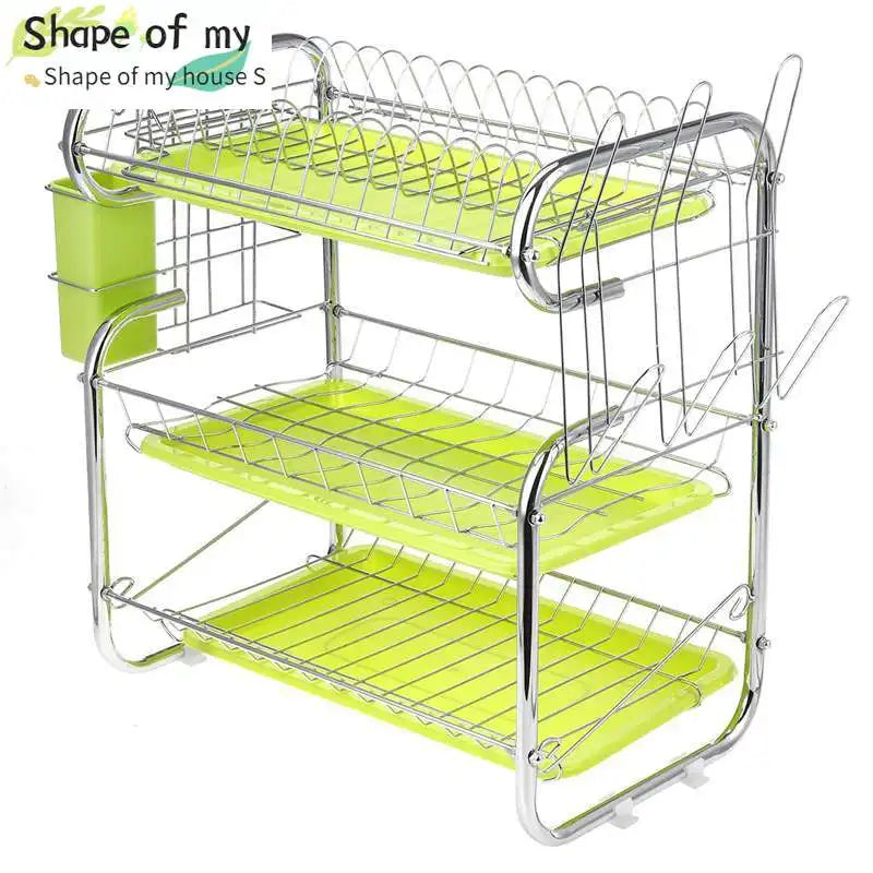 3 Tier Sink Dish Drying Rack Bowl Shelf Cutlery Holder Multi-layer Kitchen Storage Rack Shelf Plate Chopboard Dish Rack