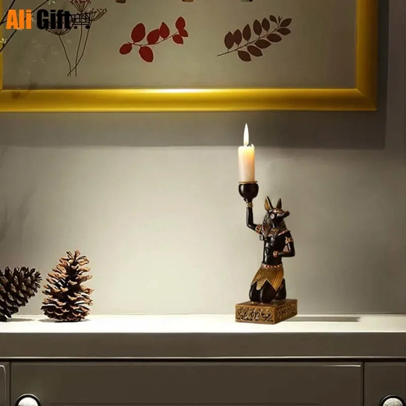 ancient egyptian idol candles holder enhances