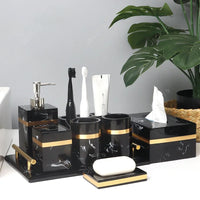 European 8 Piece Hotel Bathroom Accessories Set Restroom Toiletries Shampoo Bottle Soap Box Storage Trays Decorative Home Decore