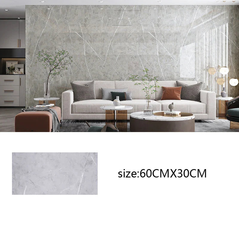 Adhesive Marble Wallpaper Waterproof Wall Stickers Kitchen Bathroom Living Room TV Background Renovation Wallboard Decor