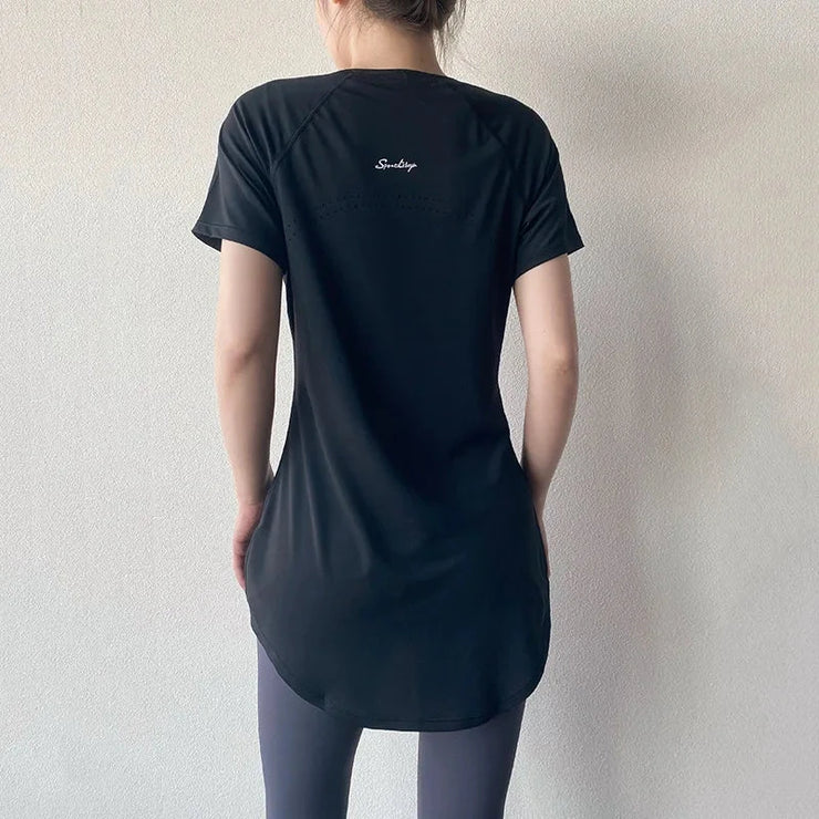 -Shirt Short Sleeve Quick Dry Fitness Top Breathable Slim Butt Cover Running Shirt