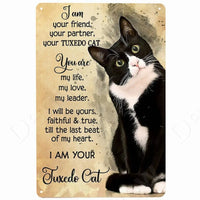 Happy Retro Tin Sign Tuxedo Cat Metal Sign Golfing Cat Plaque Poster Home Cafe Bar Bathroom Wall Decor