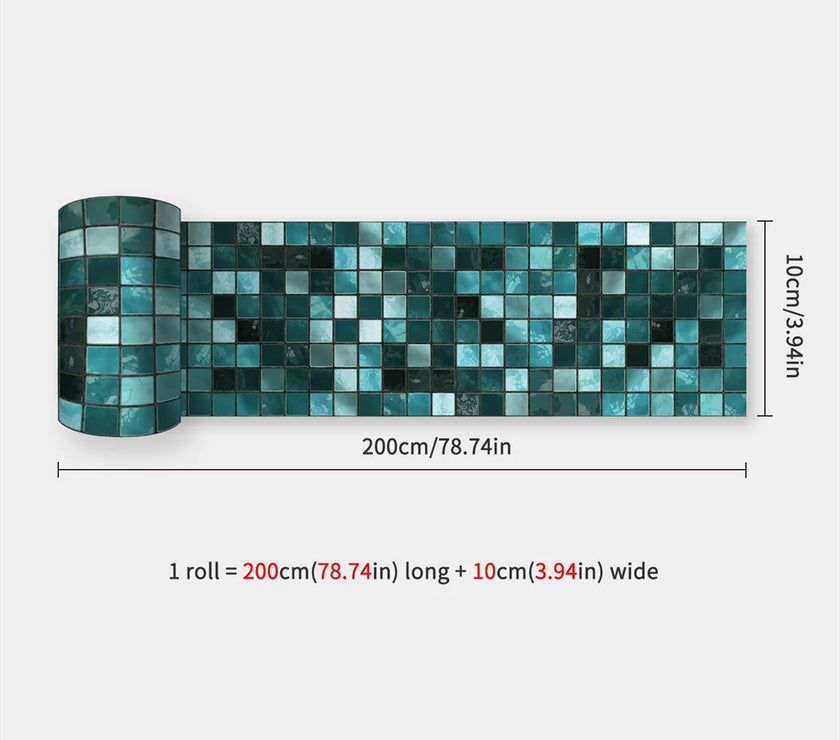 10X200cm Long Strip Wall Stickers Floor Kitchen Bathroom Living Room Skirting Line Wall Decor Waterproof Peel & Stick Wallpaper