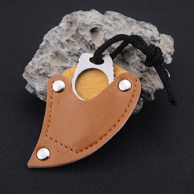 Leather Sheath Cutter Mini Portable Claw Knife Tool Outdoor Camp Gadget Opener Open Survive Box Package