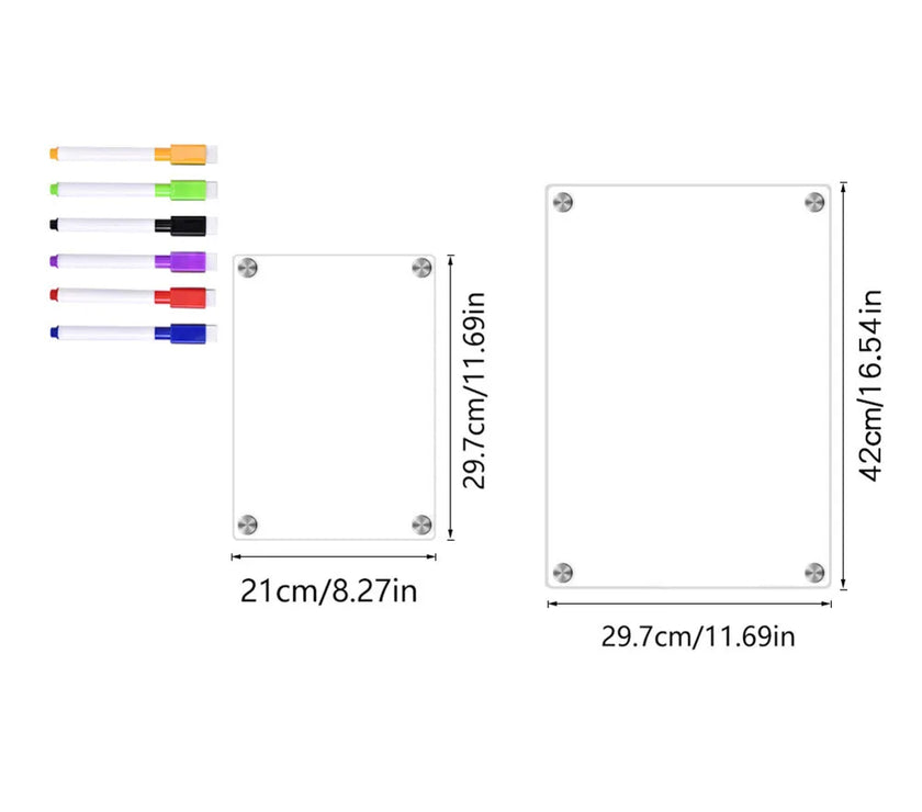 Acrylic Magnetic Calendar Fridge Calendar Whiteboard Fridge Magnet Daily Message Drawing Refrigerator Bulletin TransparentBoard