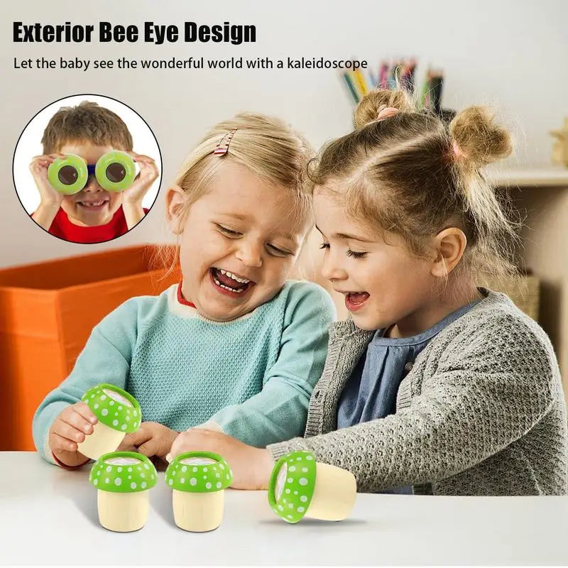Kids Creative Toddler Kaleidoscope Natural Wood Portable Kids Telescope Educational Science Developmental Part