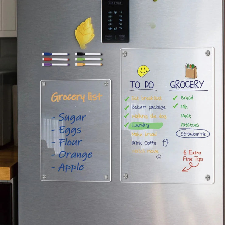 PYLV Clear Acrylic Fridge Magnets Monthly Weekly Calendar Reusable Refrigerator Magnetic Sticker Photo Message Dry Erase Holder