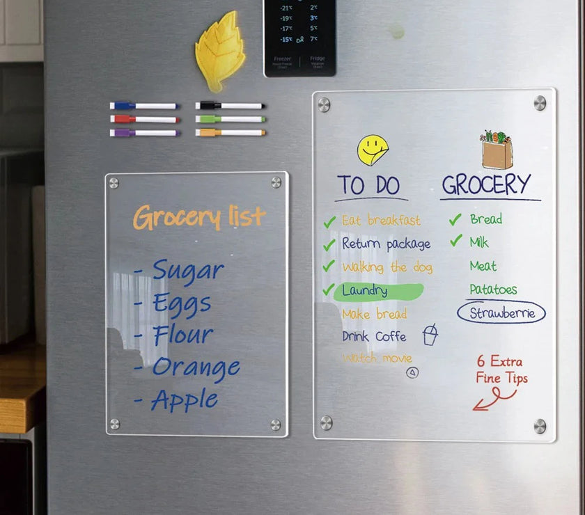 PYLV Clear Acrylic Fridge Magnets Monthly Weekly Calendar Reusable Refrigerator Magnetic Sticker Photo Message Dry Erase Holder