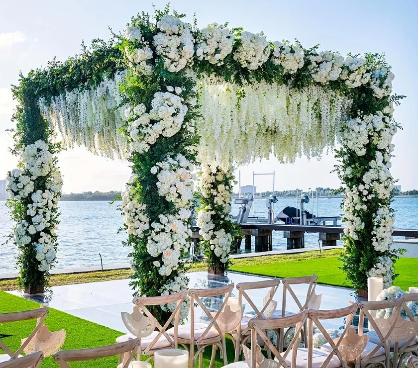 24PCS Wisteria Artificial Flower Vines Wedding Home Decoration Supplies Silk Rattan for Backdrop Wall Garden Decor Fake Flowers