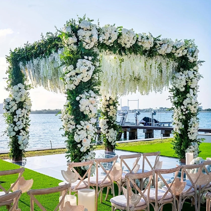 24PCS Wisteria Artificial Flower Vines Wedding Home Decoration Supplies Silk Rattan for Backdrop Wall Garden Decor Fake Flowers