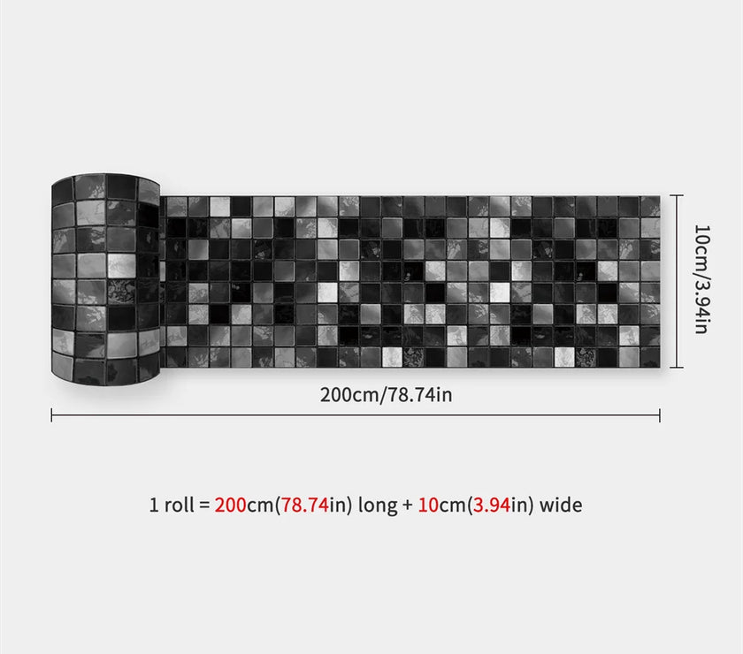 10X200cm Long Strip Wall Stickers Floor Kitchen Bathroom Living Room Skirting Line Wall Decor Waterproof Peel & Stick Wallpaper