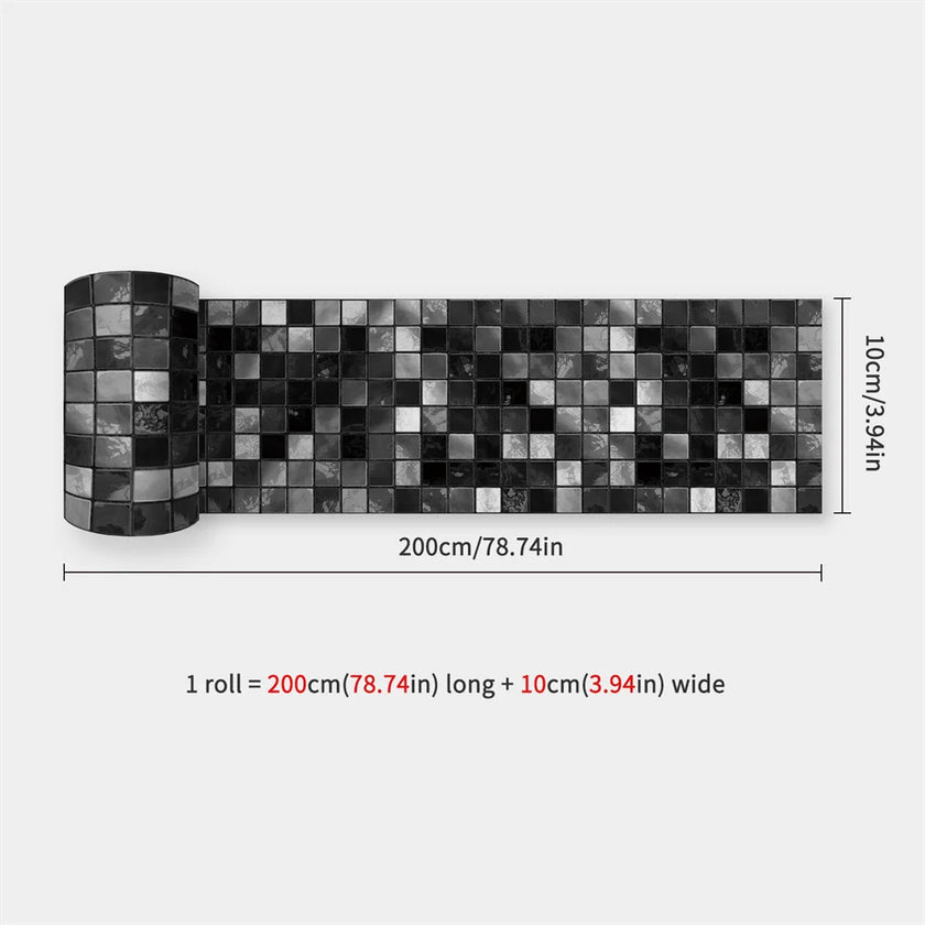 10X200cm Long Strip Wall Stickers Floor Kitchen Bathroom Living Room Skirting Line Wall Decor Waterproof Peel & Stick Wallpaper