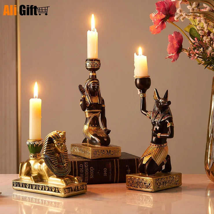 ancient egyptian idol candles holder enhances