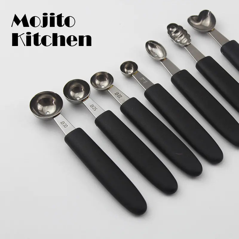 Multifunctional Single Head Stainless Steel Fruit Dig Ball Spoons Portable Ice Cream Melon Scoops Kitchen Tools