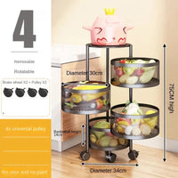 Kitchen Holders Vegetable Shelving Multi-Functional Fruits Rotating Storage Rack Basket Floor Multi-Layer Vegetable Basket Round