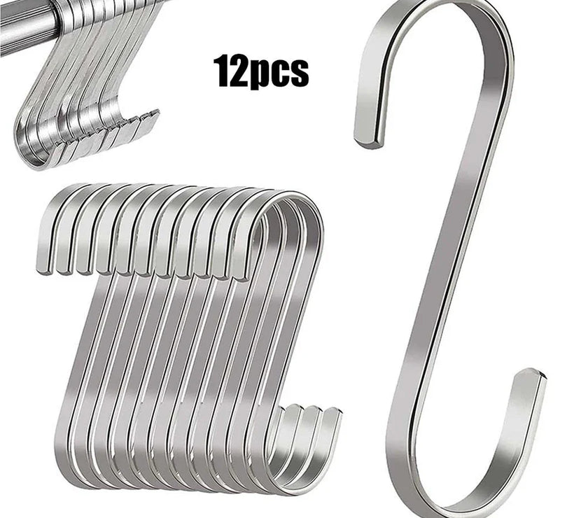-Shape Hook Stainless Steel Clothes Towel Plant Hanging Rack Kitchen Bedroom Railing