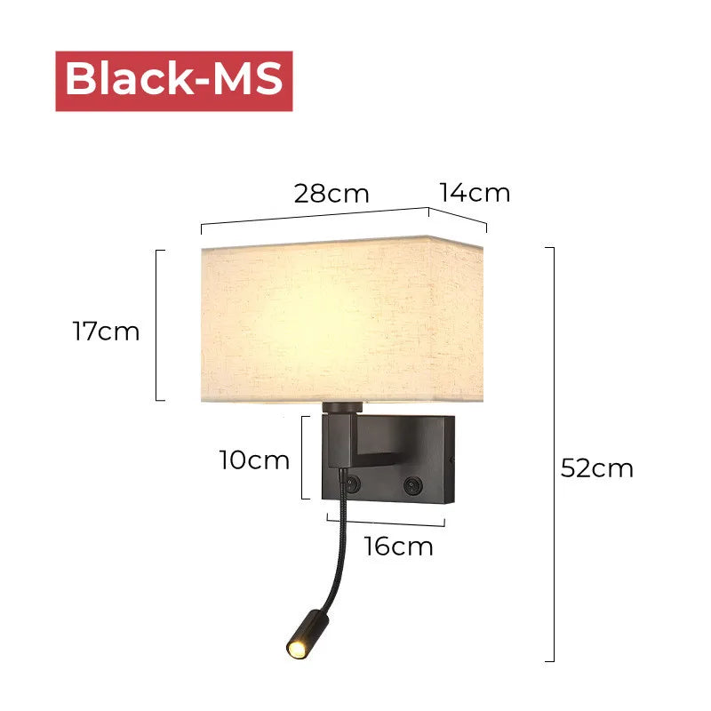 Switch LED Spotlight Reading Wall Lamp Bedroom Study Nordic Home Decor Light Fixture