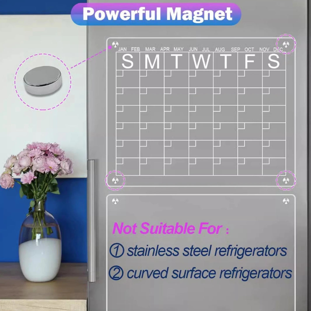 Fridge Magnet Sticker Calendar Board Planner Reusable Magnetic Dry Erase Board Schedule Transparent Acrylic Fridge Message Menu