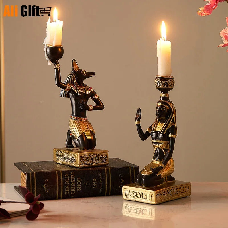 ancient egyptian idol candles holder enhances
